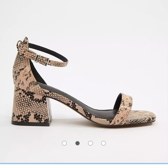 Women’s ASOS Design Snake Print Block Heeled Sandals With Ankle Strap - Picture 4 of 13